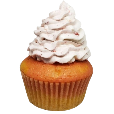 A single cupcake with a swirl of whipped frosting